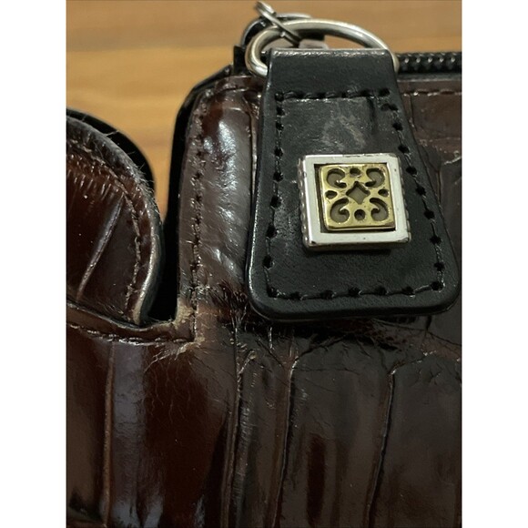 Brighton Vintage Brown Croc Embossed Leather Shoulder Bag Purse - Picture 10 of 16
